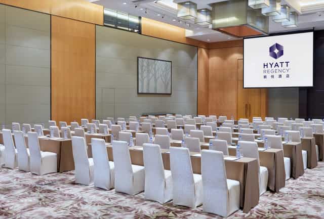 Ballroom I and II at Hyatt Regency Hong Kong, modern setup for corporate events.