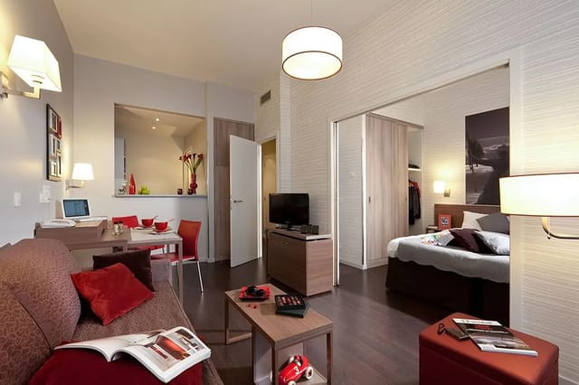 Cozy studio suite in Adagio Serviced Apartments for business meetings and retreats.