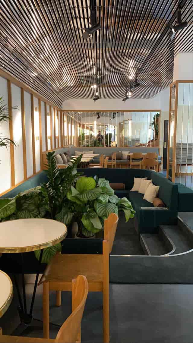 Modern lounge area in The Bureau, ideal for networking events and informal meetings.