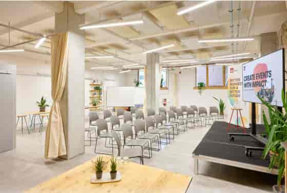 Elephant in Impact Hub Berlin, modern event space for workshops and seminars.