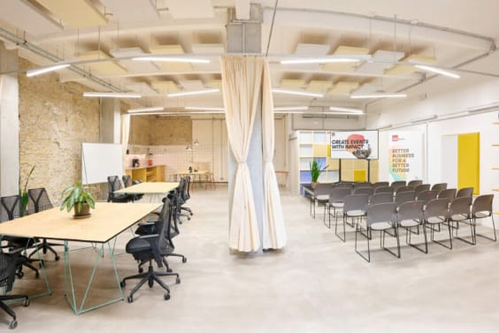 Elephant event space in Berlin with flexible layout for workshops and seminars.