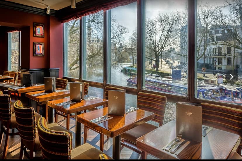 Semi-private dining area at Hard Rock Cafe Amsterdam, ideal for events and meetings.