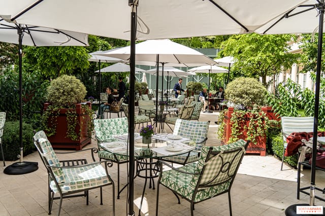 Terraces at Le Bristol Paris: elegant outdoor event space with lush greenery and stylish seating.