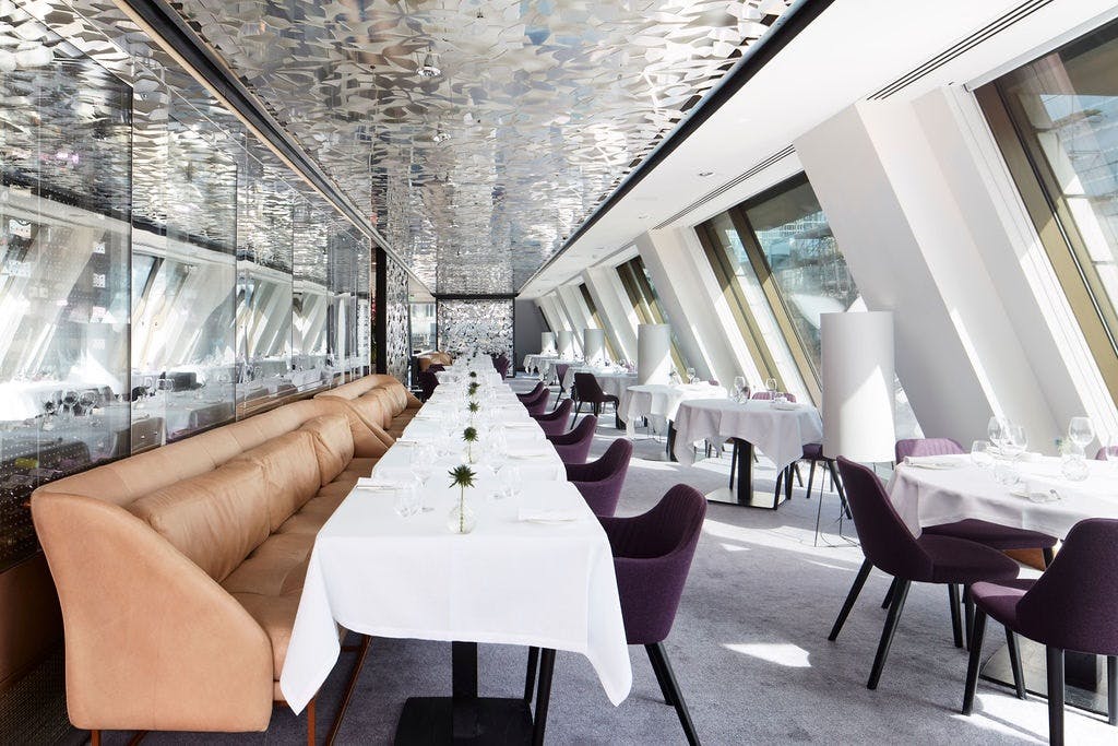 Sophisticated Angler Restaurant with elegant decor, ideal for upscale corporate events.