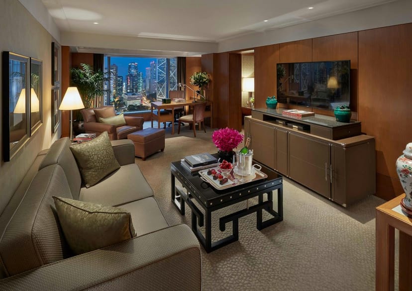 Elegant hotel suite at Mandarin Grill + Bar, perfect for intimate meetings and events.