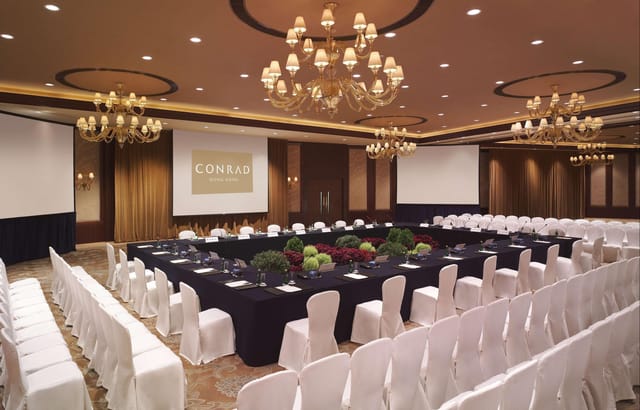 Conference Center in Conrad Hong Kong, U-shaped seating for corporate events and meetings.