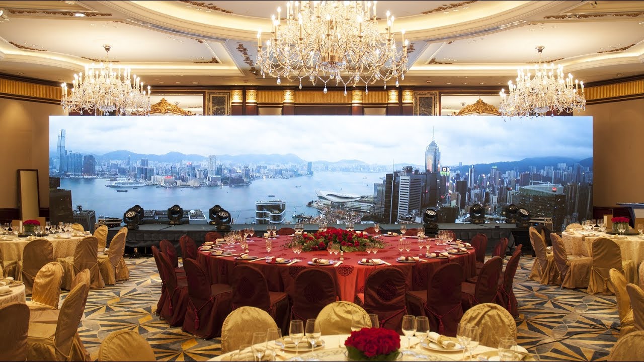 Luxurious Island Ballroom with skyline view, perfect for corporate events and upscale celebrations.