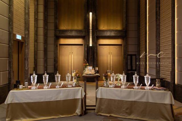 Elegant event setup at Vincent Astor Pre-Function, St. Regis Hong Kong for gala reception.