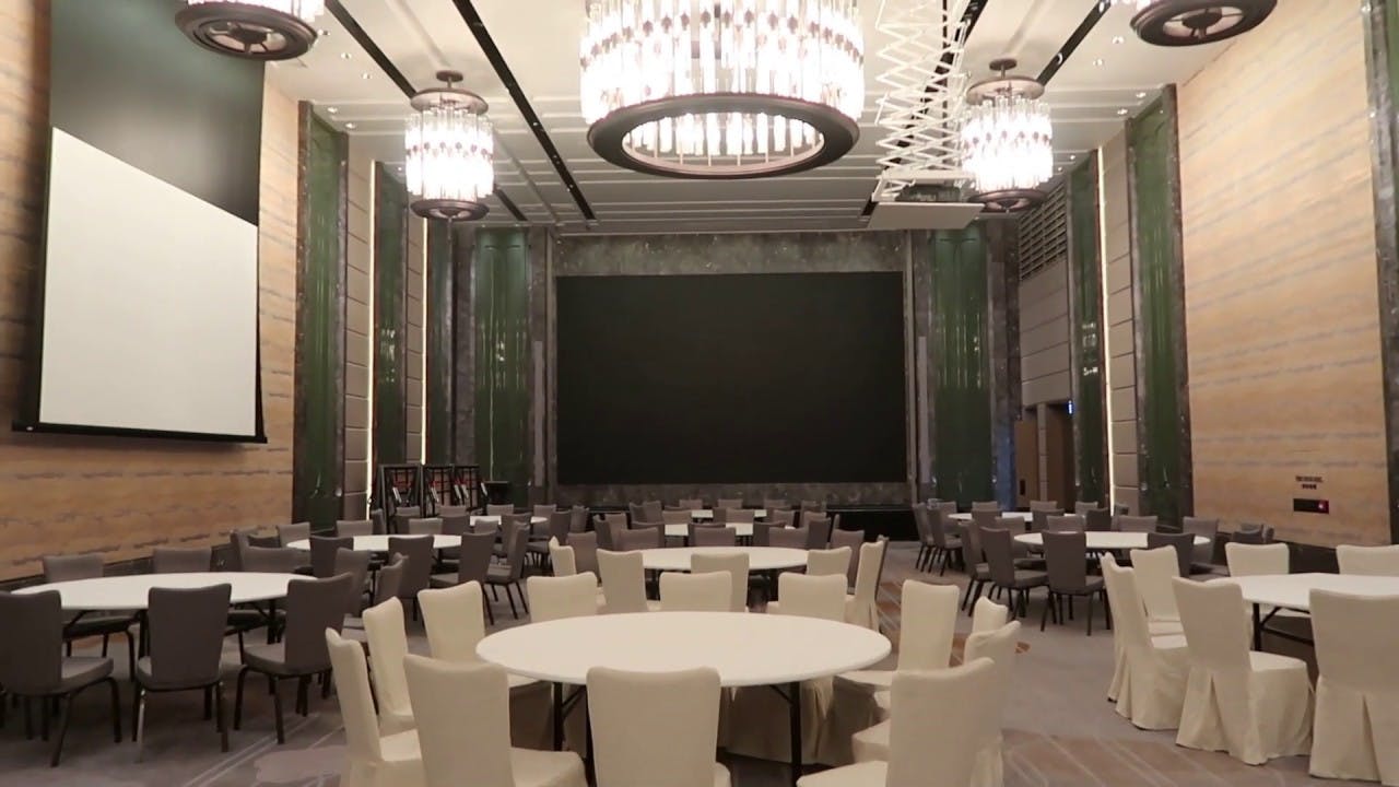 Astor Ballroom at St. Regis Hong Kong, elegant chandeliers, ideal for conferences and events.