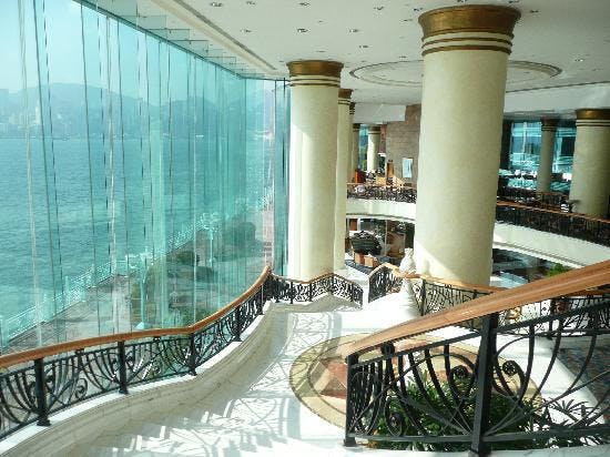 Harbour Grand Hong Kong lobby with glass walls, ideal for events and meetings.