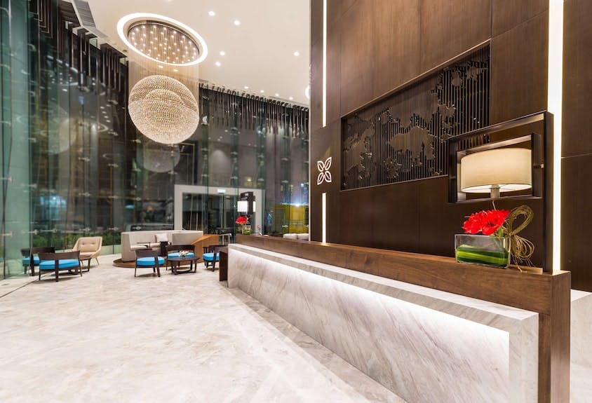 Modern conference room at Hilton Garden Inn Hong Kong, ideal for events and networking.