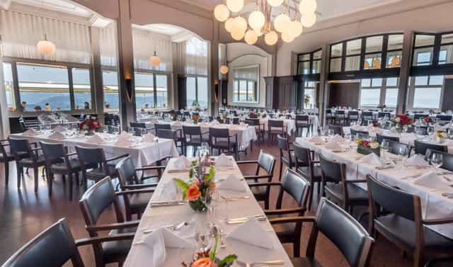 Elegant dining space at Hotel UTO KULM, perfect for events and celebrations.