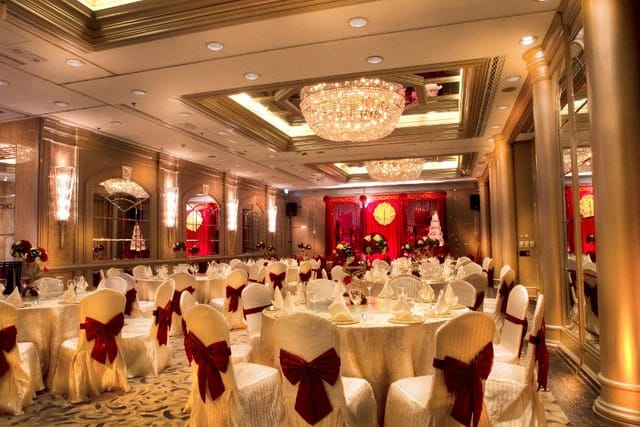 Monaco Room at Regal Hongkong Hotel, elegant banquet hall for weddings and galas.