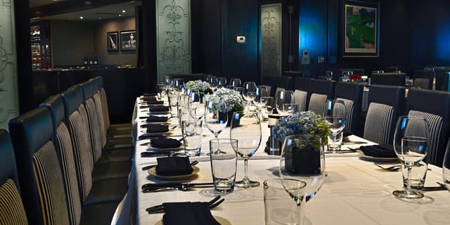 Private dining room at Morton's with elegant table setup for corporate events.
