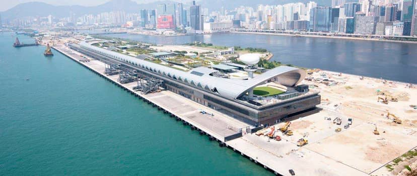 Kai Tak Cruise Terminal: modern convention center with sleek design for events and exhibitions.