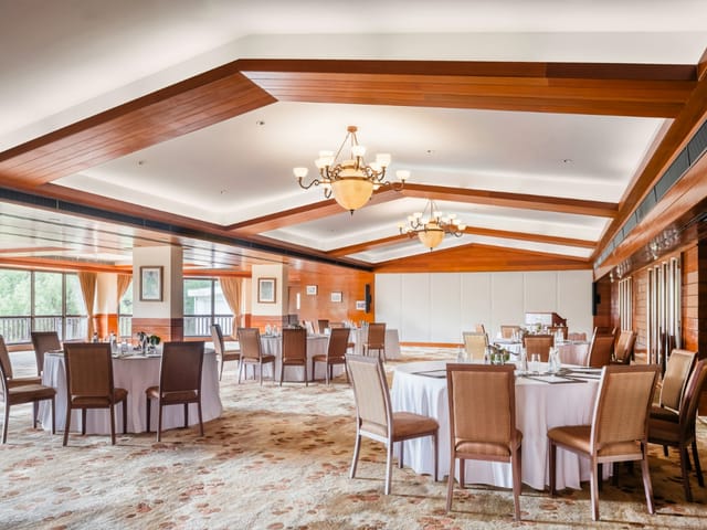 Chater Room at Hong Kong Jockey Club with elegant dining setup for events and gatherings.