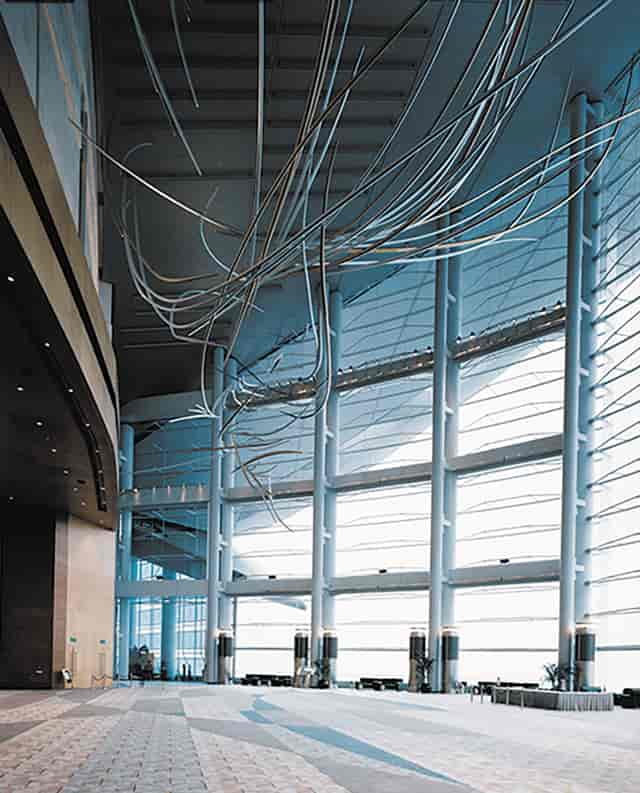 Modern conference room with large windows at Hong Kong Convention Centre for corporate events.