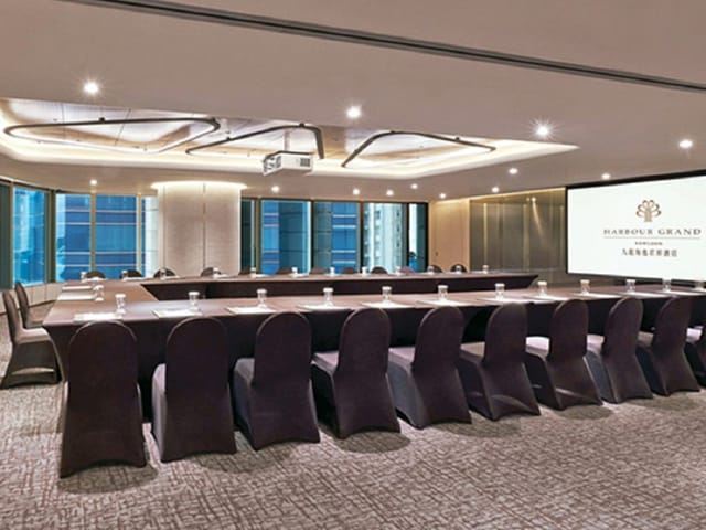Modern conference room at Harbour Grand Kowloon, ideal for meetings and presentations.