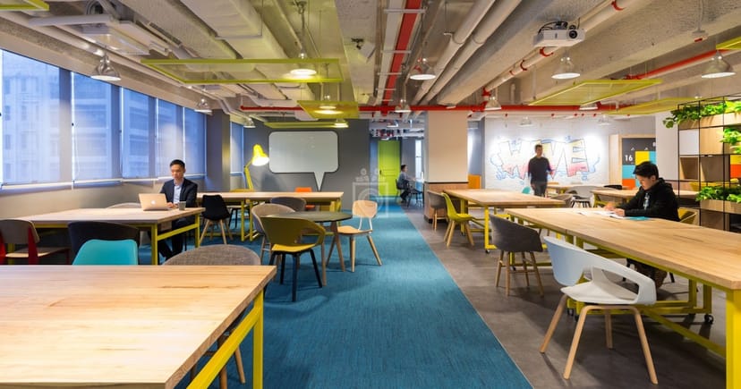 Modern event space in The Wave with vibrant seating for collaboration and creativity.