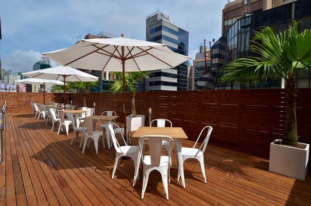 Stylish outdoor terrace at The Hive Wan Chai, perfect for networking events and gatherings.