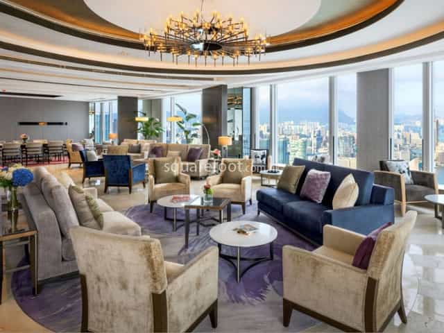 Sophisticated lounge at Four Seasons Place, ideal for networking events and meetings.