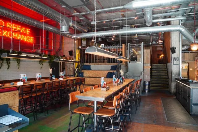 BrewDog Lothian Road bar with communal table, ideal for corporate events and gatherings.