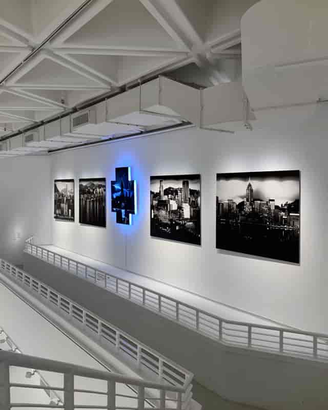 Pao Galleries in Hong Kong: modern space with black-and-white cityscape art for events.