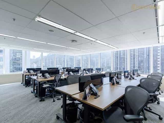 Modern private office with large windows, perfect for workshops and team brainstorming.