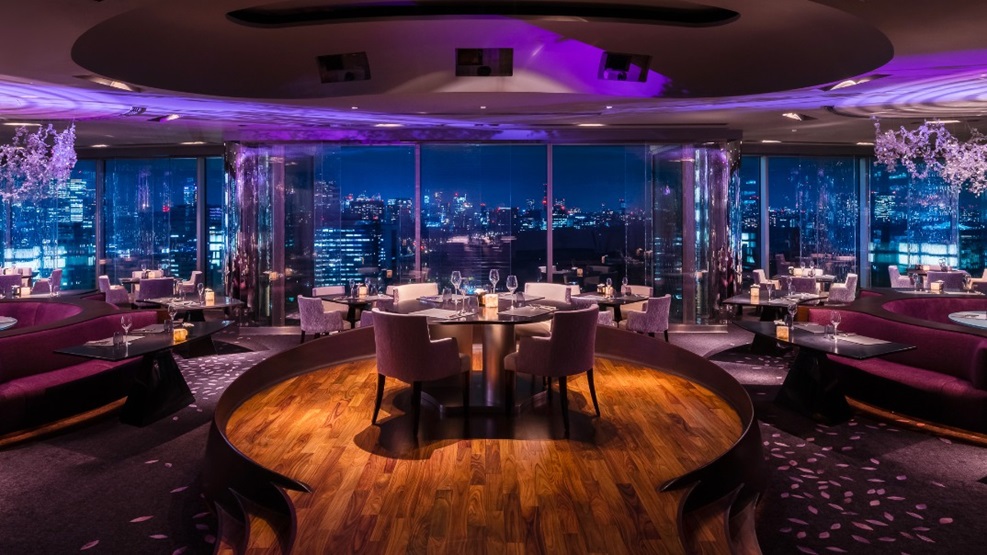 Sky Room at The Peninsula Tokyo: elegant dining with panoramic city views for upscale events.