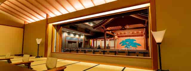 Teppanyaki restaurant in Cerulean Tower, elegant wooden stage for events and presentations.