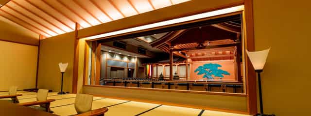 Teppanyaki restaurant in Cerulean Tower, elegant wooden stage for events and presentations.