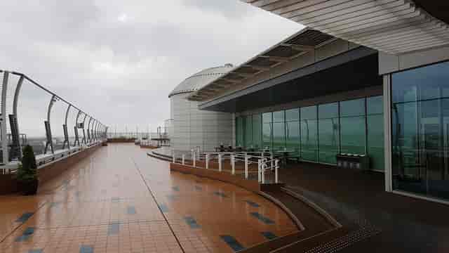 Spacious outdoor terrace at TIAT SKY HALL, ideal for events with panoramic views.