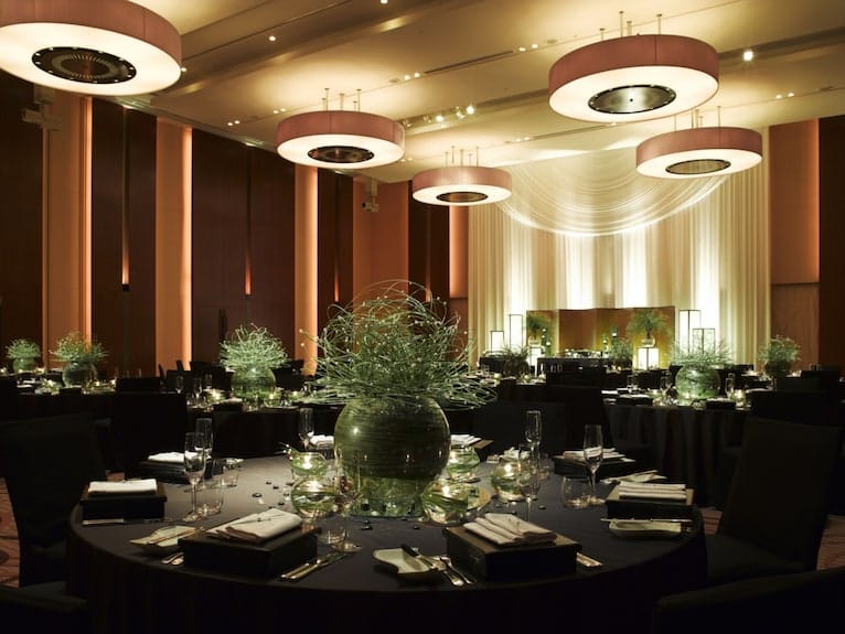 Elegant banquet hall in Conrad Tokyo, perfect for corporate events and upscale celebrations.