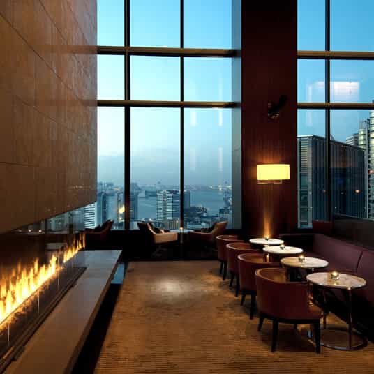 Elegant event space in Conrad Tokyo with skyline views, perfect for receptions and gatherings.