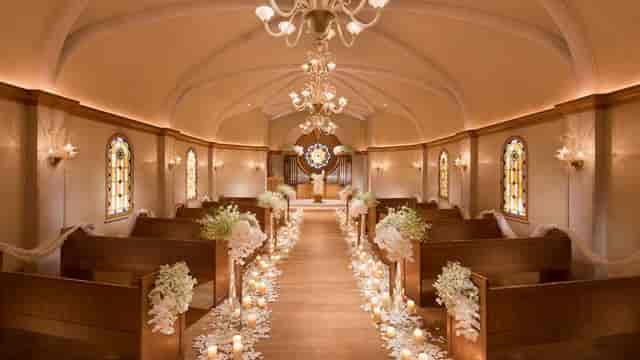 Wedding chapel in Hilton Tokyo Odaiba, elegant decor for romantic ceremonies.