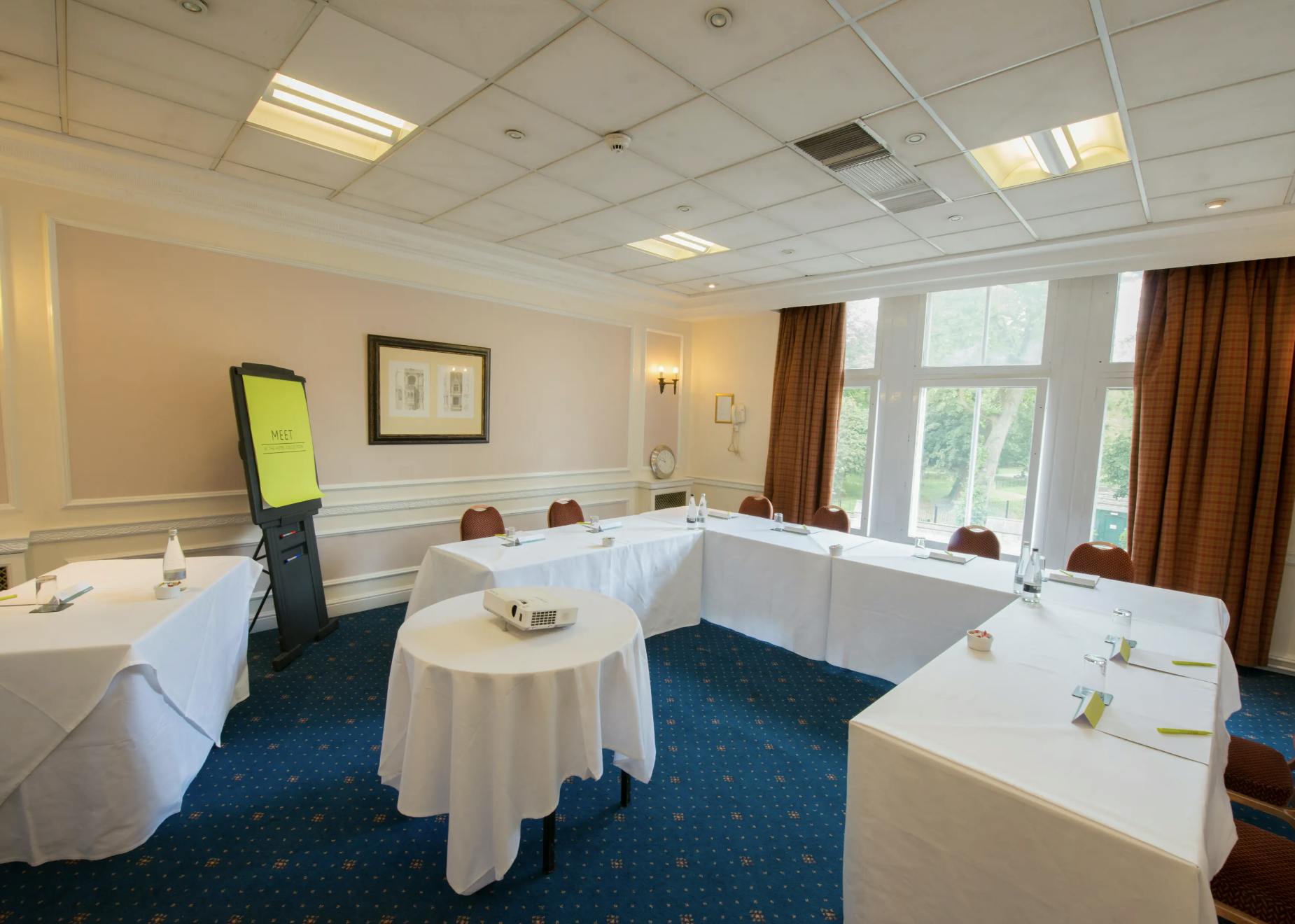 St Davids Suite in Angel Hotel Cardiff, U-shaped meeting room for professional gatherings.