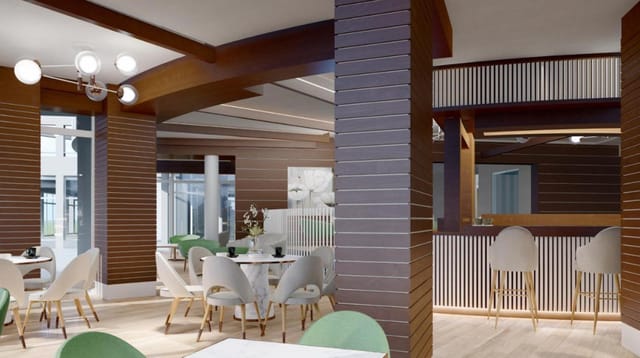 Modern event space at Grand Hotel Victoria, ideal for networking and gatherings.