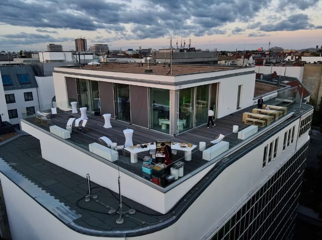 Stylish Soiree Rooftop venue with panoramic views for upscale events and gatherings.