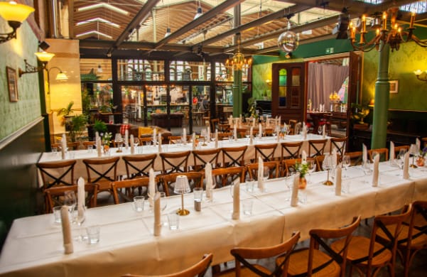 Elegant dining setup at Spreehall, perfect for events and gatherings.
