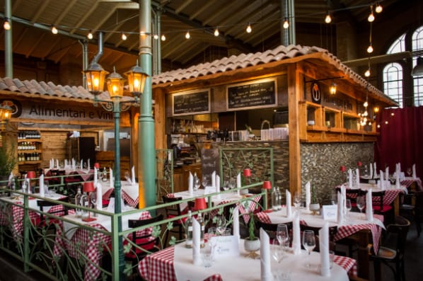 Charming dining space with rustic decor for intimate gatherings and events.