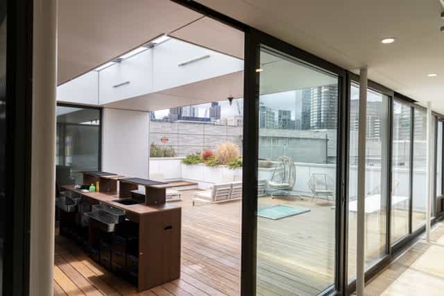 Modern event space with large windows at Sky Guild Gaming Centre for corporate and social events.