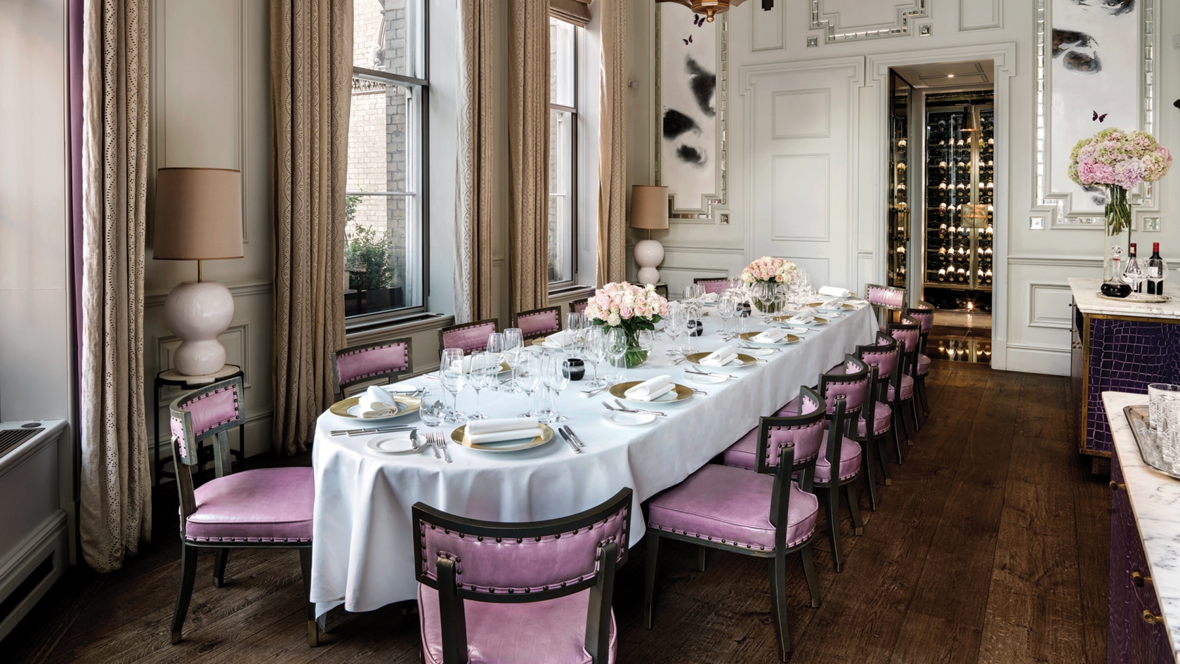 Elegant dining room at The Langham, London, ideal for corporate dinners and intimate gatherings. - Banner