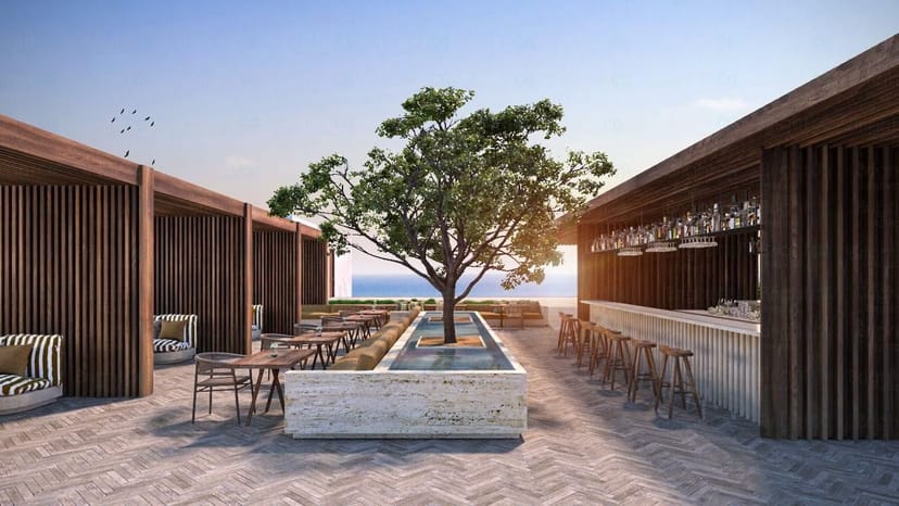 Outdoor restaurant venue at Kimpton Tres Rios with ocean view, ideal for events and gatherings.