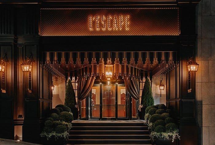 Elegant Palais de Chine entrance with marquee, perfect for upscale events and gatherings.