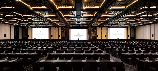 Grand Ballroom at Stanford Hotel Seoul, modern setup for corporate conferences and seminars.