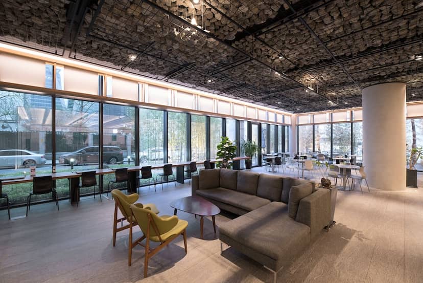 Modern banquet hall with large windows for events in Sotetsu Hotels, Seoul.