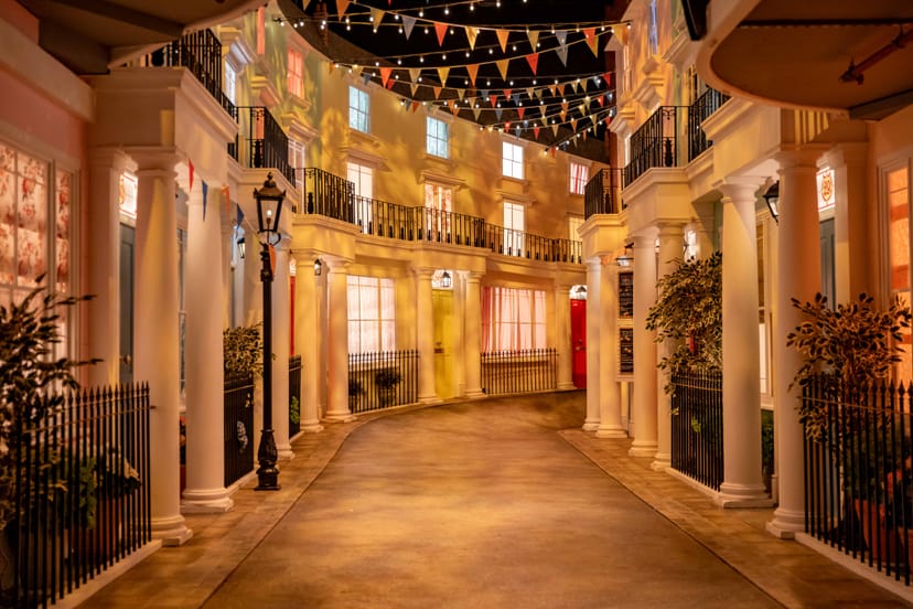 Charming event space with decorative lighting for networking and themed gatherings.