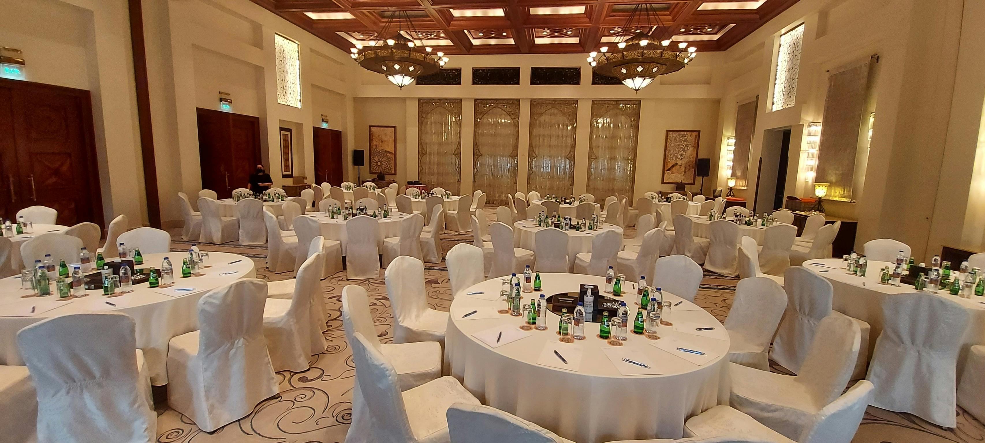 Peregrine Ballroom at One&Only Royal Mirage, elegant event space for conferences and gatherings.