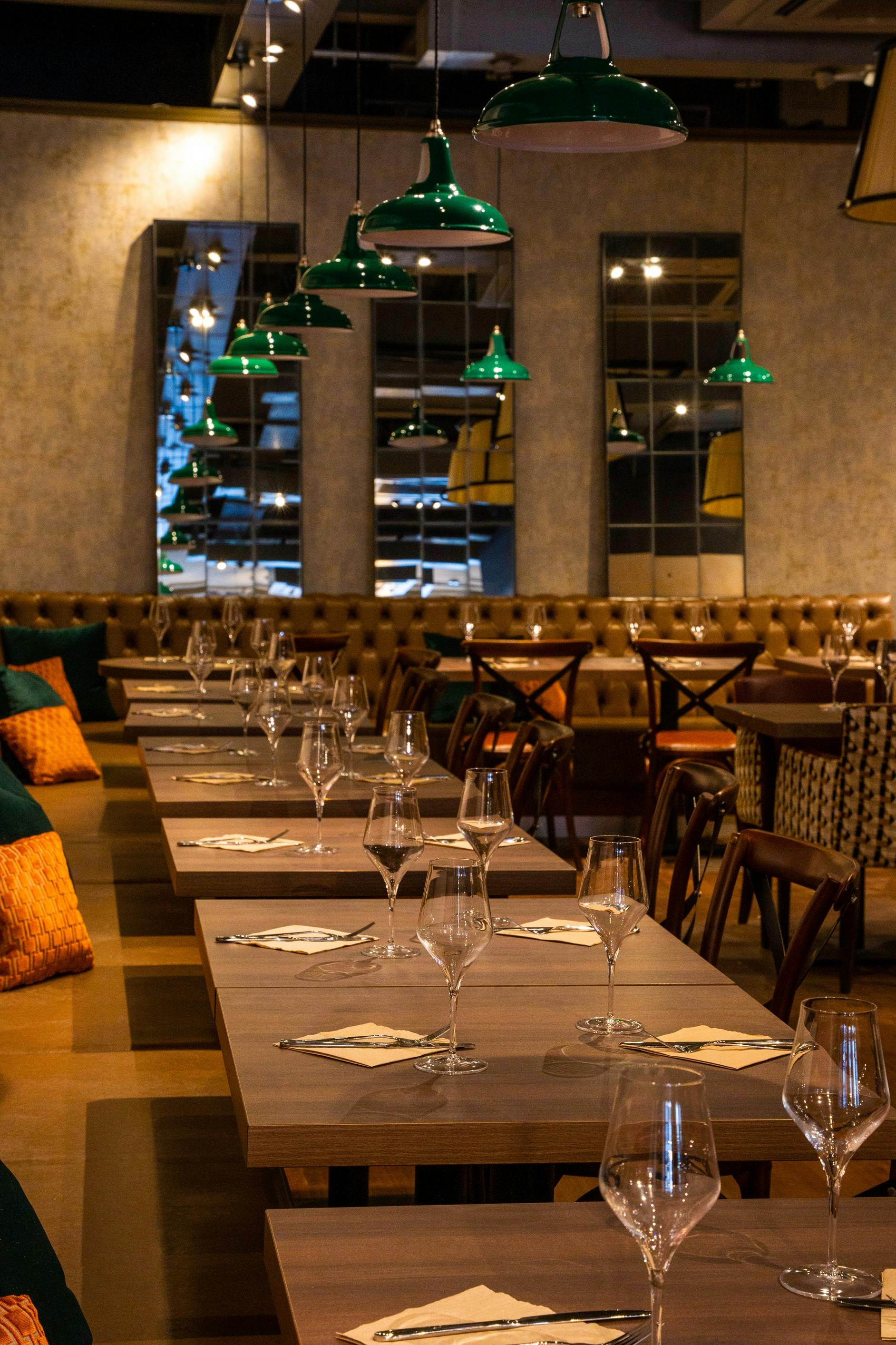 Semi-private hire dining space at Top Hat Restaurant, ideal for events and gatherings.