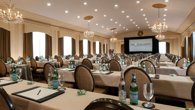 Kennedy Room at Omni Parker House, elegant conference setup for corporate events.
